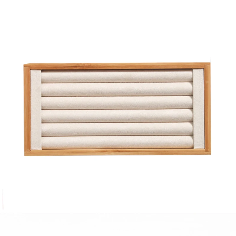 Organizer Jewelry Storage Bamboo Velvet Set Jewelry Display Tray Ring Box Earrings Necklaces Bracelets Pendants Display