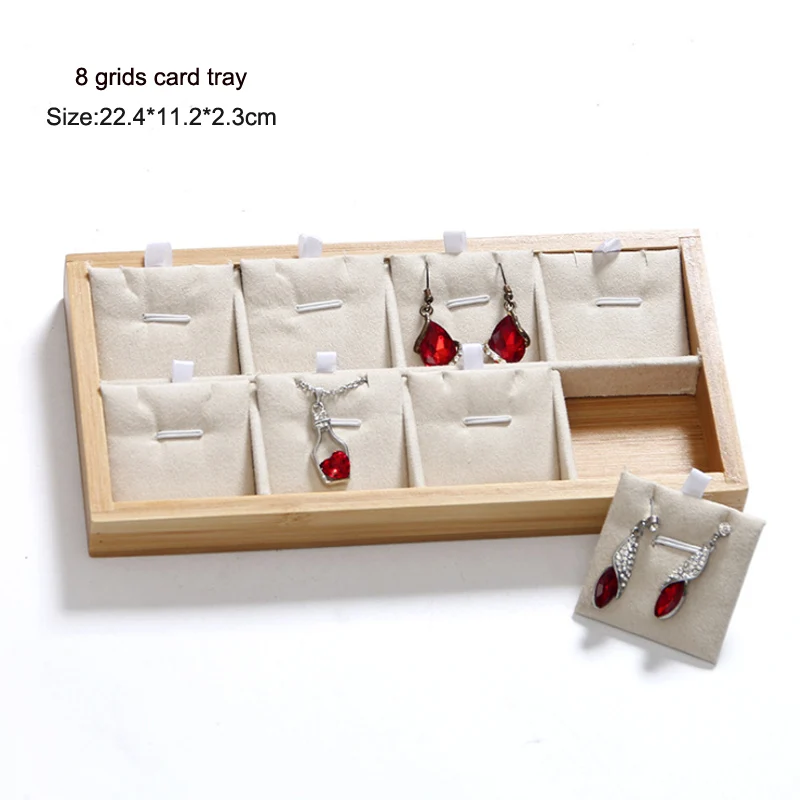 Organizer Jewelry Storage Bamboo Velvet Set Jewelry Display Tray Ring Box Earrings Necklaces Bracelets Pendants Display