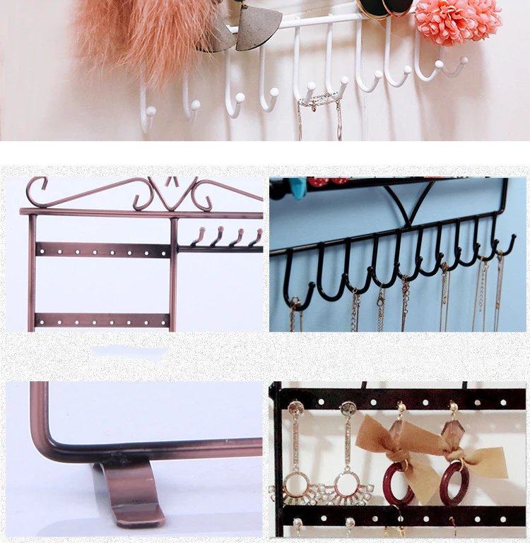 Metal Earring Organizer Household Wall Hanging Necklace Rack Ear Clip Jewelry Display Rack Ear Stud Bracelet Holder