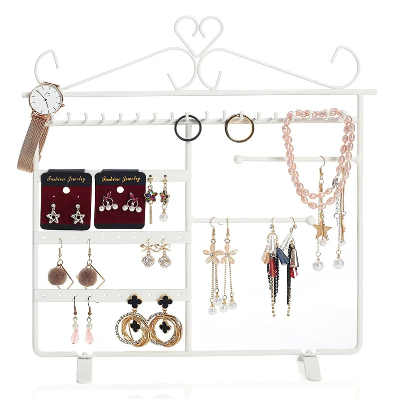 Metal Earring Organizer Household Wall Hanging Necklace Rack Ear Clip Jewelry Display Rack Ear Stud Bracelet Holder