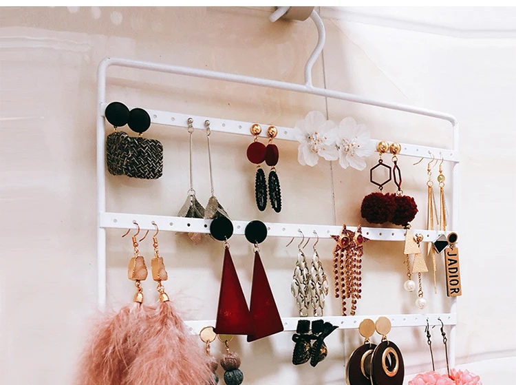 Metal Earring Organizer Household Wall Hanging Necklace Rack Ear Clip Jewelry Display Rack Ear Stud Bracelet Holder