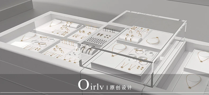 Oirlv Leather Jewelry Display Set Shop Cabinet Display Props Necklace Display Bust Jewelry Store Ring Earrings Bangle Tray