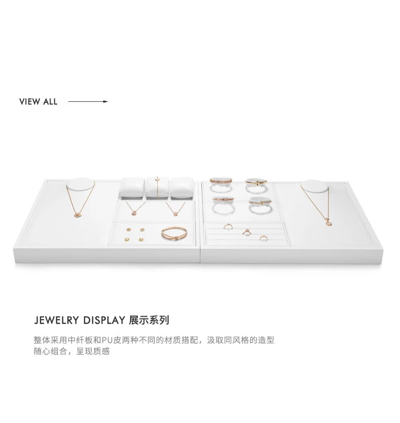 Oirlv Leather Jewelry Display Set Shop Cabinet Display Props Necklace Display Bust Jewelry Store Ring Earrings Bangle Tray