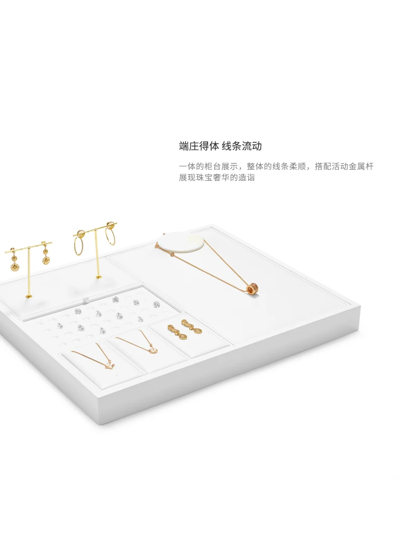 Oirlv Leather Jewelry Display Set Shop Cabinet Display Props Necklace Display Bust Jewelry Store Ring Earrings Bangle Tray