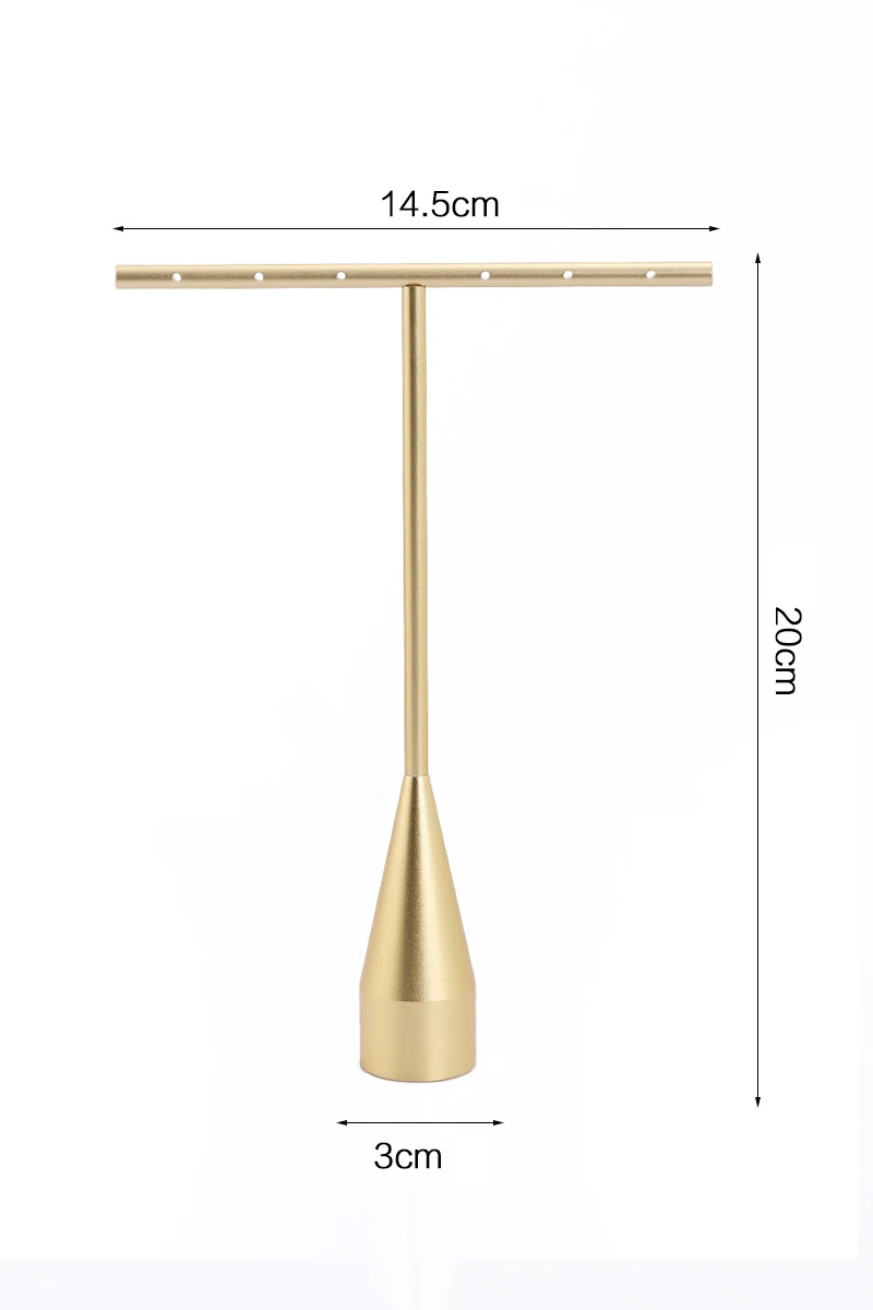 Gold Metal Hand Ring Holder Finger Jewelry Tower Earring T Bar Shelf Hanging Display Stand Ear Studs Storage Organizer Hole Rack