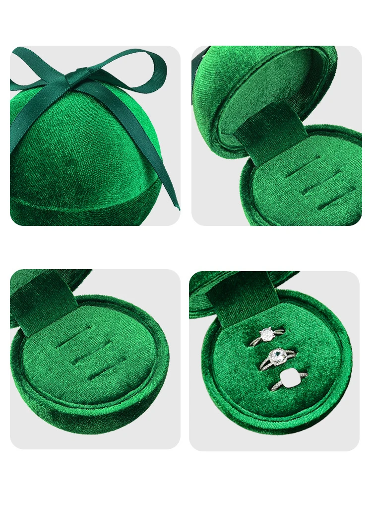 Latest Product Round Jewelry Box Creative Velvet Bow Ring Box Jewelry Boxes Jewelry Packaging for Ring Earring Pendant Organizer