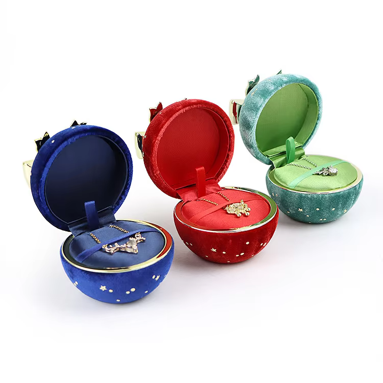 Latest Product Round Jewelry Box Creative Velvet Bow Ring Box Jewelry Boxes Jewelry Packaging for Ring Earring Pendant Organizer