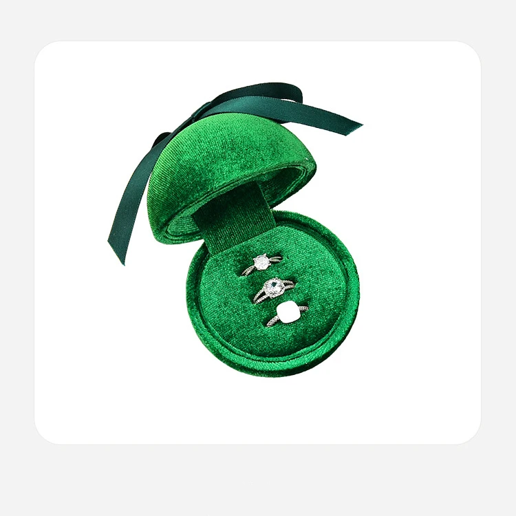 Latest Product Round Jewelry Box Creative Velvet Bow Ring Box Jewelry Boxes Jewelry Packaging for Ring Earring Pendant Organizer