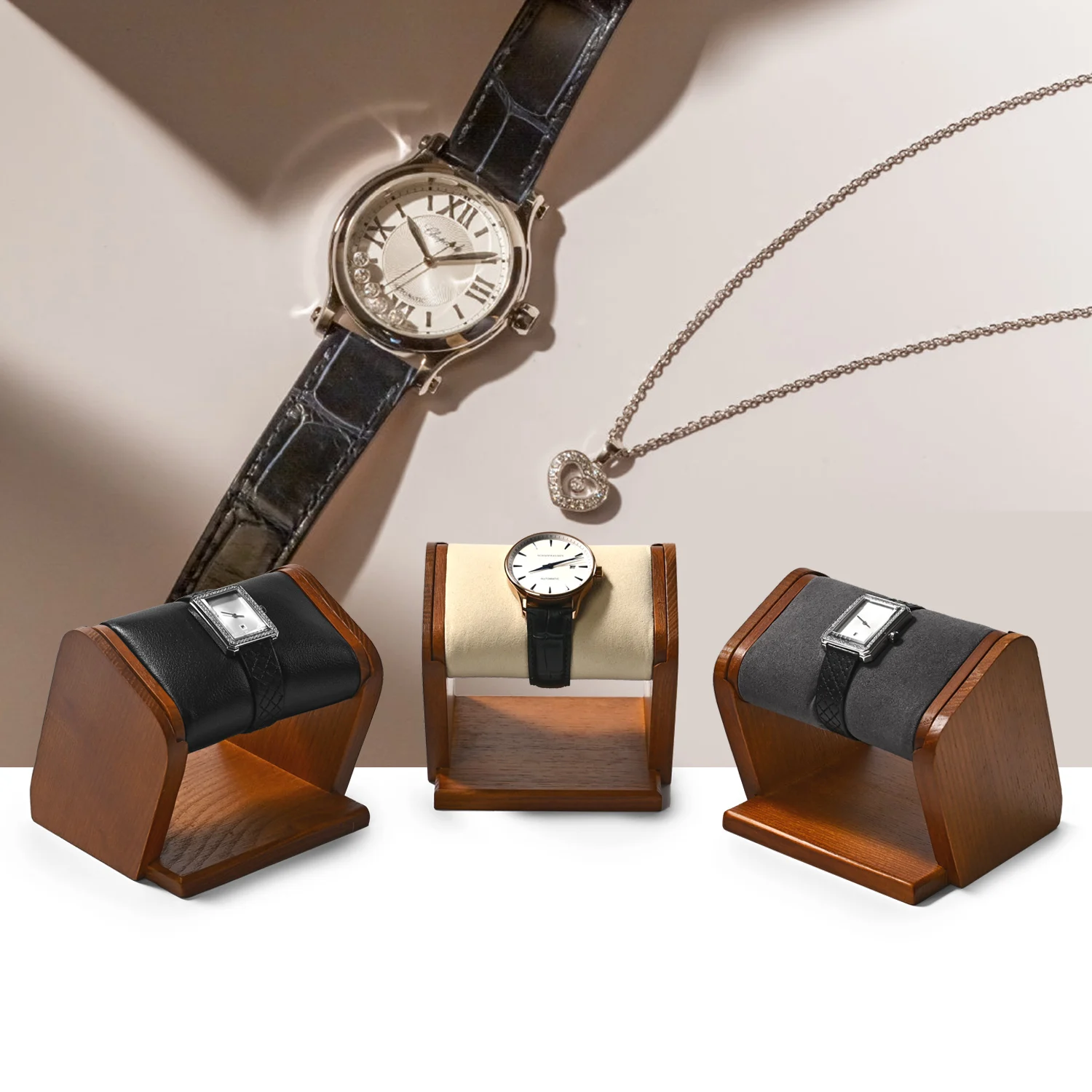 Oirlv Removable Wooden Jewelry Organizer Watch Display Stand Bracelet Storage Holder Jewelry Storage Rack Jewelry Showcase Props