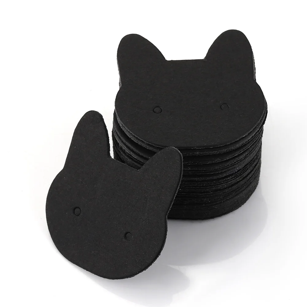 50pcs Cat Earrings Display Cards 3.5x3.6cm Paper Cards for DIY Jewelry Ear Studs Cardboards Price Tags Accessories