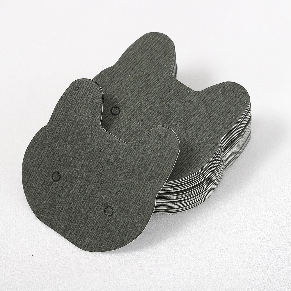 50pcs Cat Earrings Display Cards 3.5x3.6cm Paper Cards for DIY Jewelry Ear Studs Cardboards Price Tags Accessories