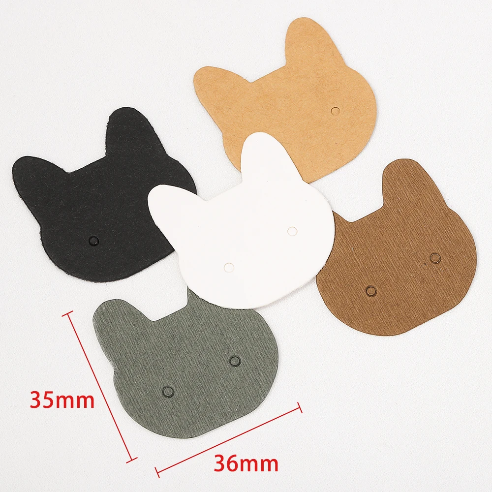 50pcs Cat Earrings Display Cards 3.5x3.6cm Paper Cards for DIY Jewelry Ear Studs Cardboards Price Tags Accessories