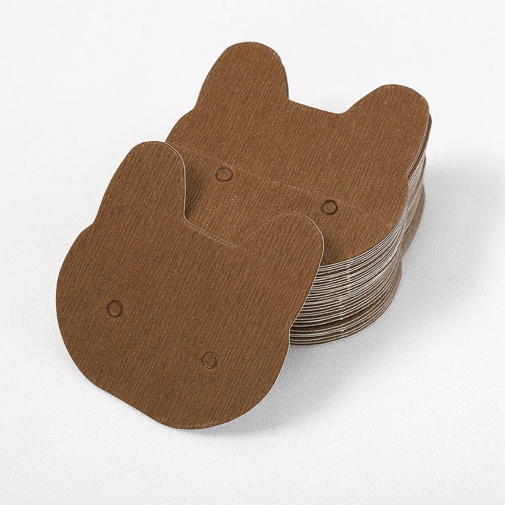 50pcs Cat Earrings Display Cards 3.5x3.6cm Paper Cards for DIY Jewelry Ear Studs Cardboards Price Tags Accessories