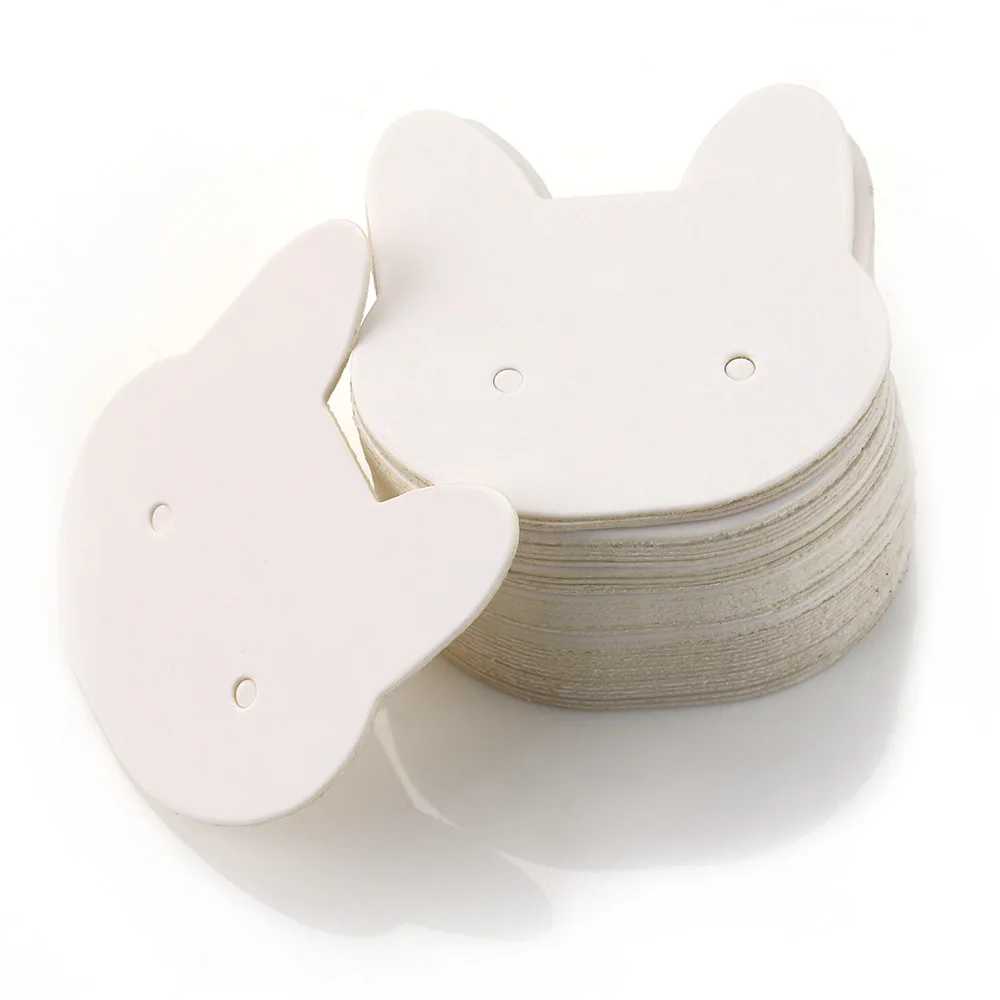 50pcs Cat Earrings Display Cards 3.5x3.6cm Paper Cards for DIY Jewelry Ear Studs Cardboards Price Tags Accessories