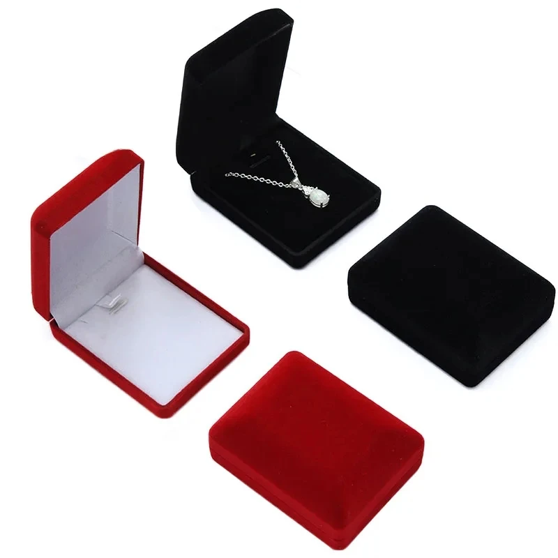 Bride Necklace Pendant Box Wholesale Quality Velvet Wedding Jewelry Gift Case Trinket Display Holder Large Earrings Storage Box