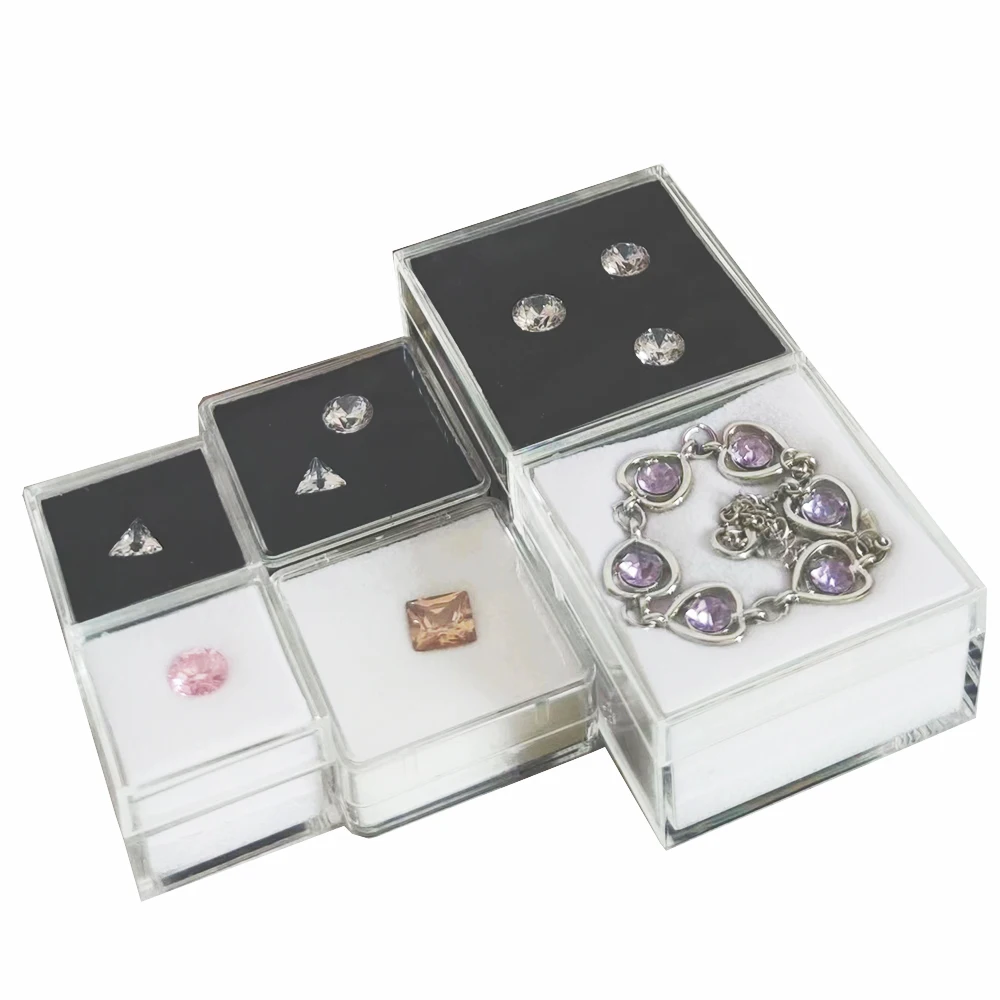 Transparent Bracele Stone Jewelry Organizer Box Badge Storage Cover Box DIY Card Case Home Accessory Container Beads Coin Box