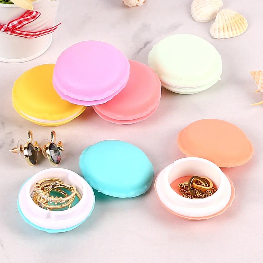 6Pcs Macaron Jewelry Box 6 Color Mini Rings Earrings Storage Box Travel Cosmetic Organizer Case Pill Container