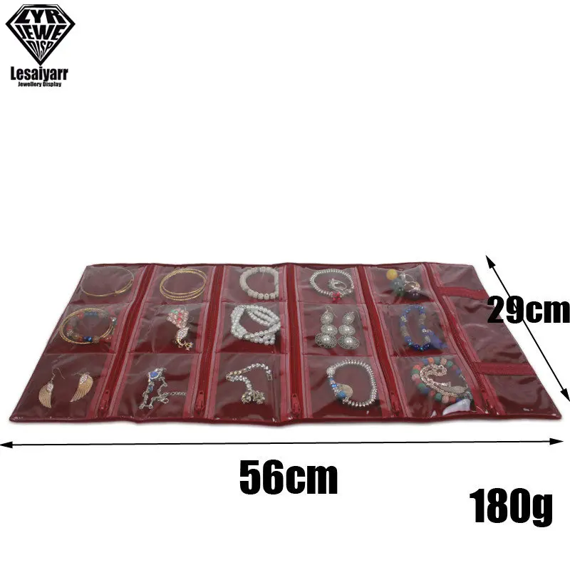 Foldable Black Velvet Zipper Jewelry Roll Bag for Jewellery Ring Earrings Organizer Storage Bag Portable Necklace Display Cases