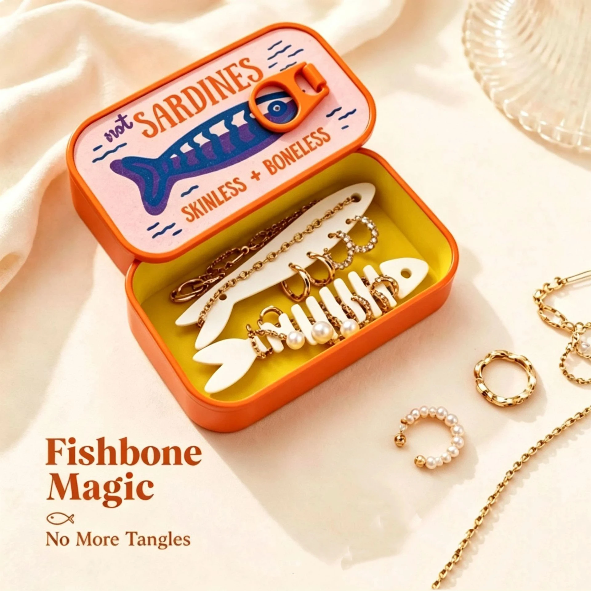 Sardine Tin Jewelry Box 3D Printed Necklace Earring Storage Box Easy Open Lids For Crafts & Packaging Storage