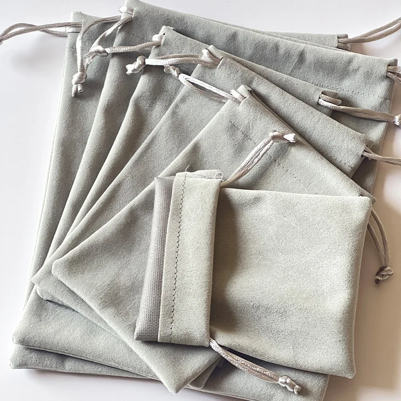 10Pcs Grey Drawstring Velvet Drawstring Pocket Jewelry Dust-proof Storage Bag Dust-proof Velvet Bag