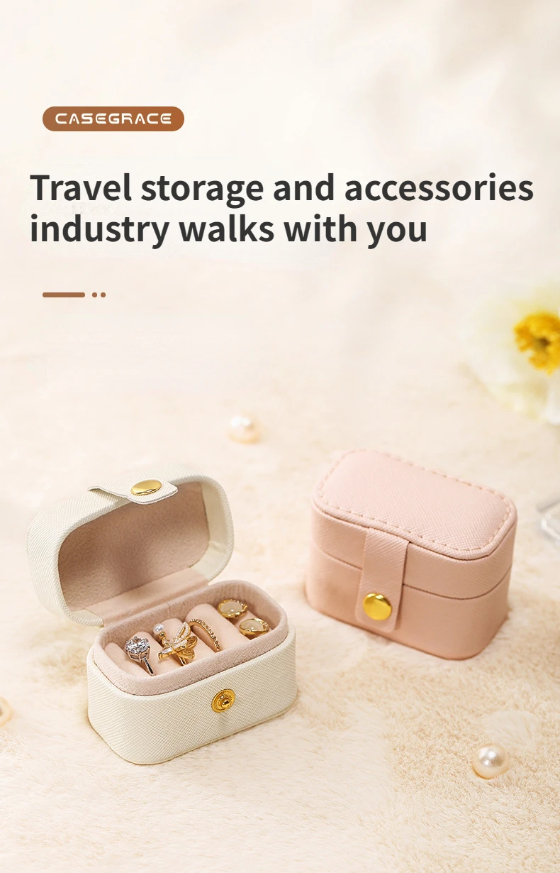 Portable Mini Jewelry Box Organizer Travel Ring Earrings Holder Jewelry Display Case PU Leather Jewelry Storage Box Gifts
