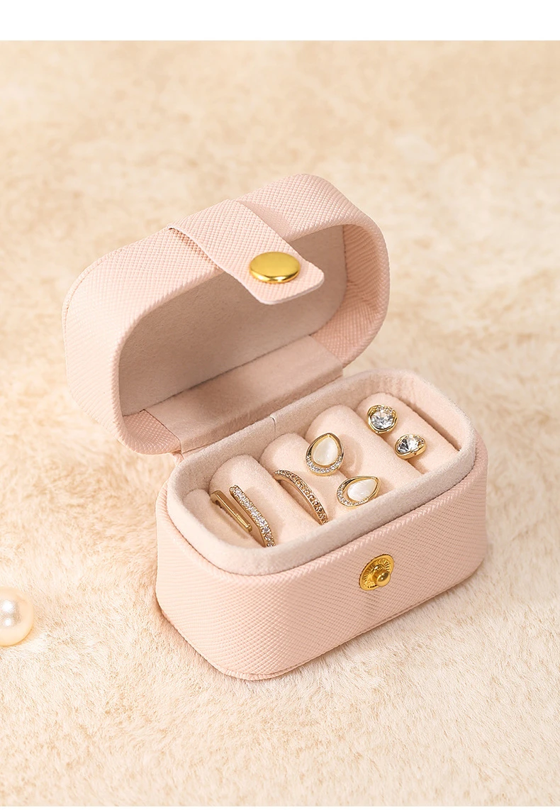 Portable Mini Jewelry Box Organizer Travel Ring Earrings Holder Jewelry Display Case PU Leather Jewelry Storage Box Gifts