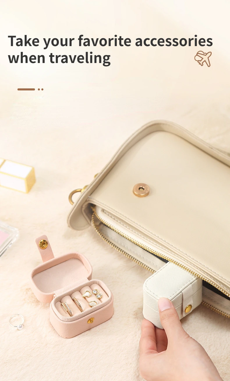 Portable Mini Jewelry Box Organizer Travel Ring Earrings Holder Jewelry Display Case PU Leather Jewelry Storage Box Gifts