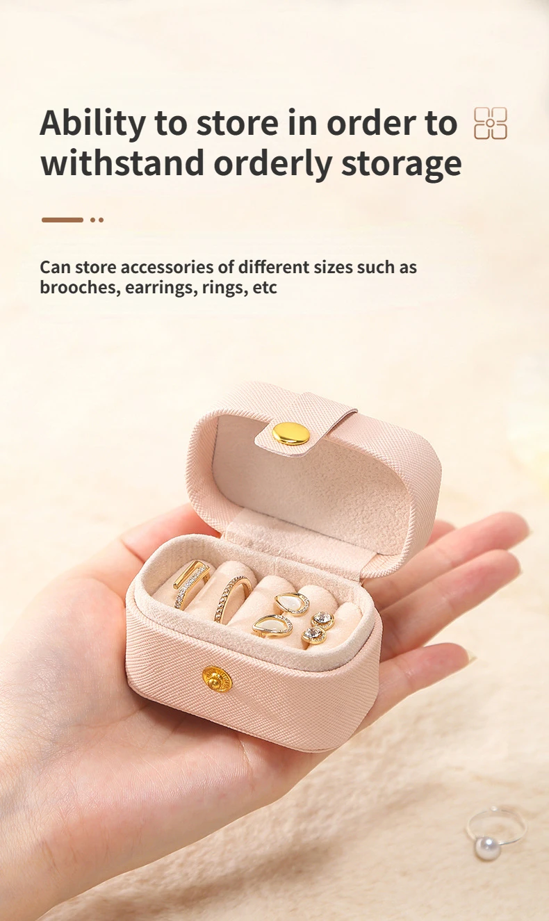 Portable Mini Jewelry Box Organizer Travel Ring Earrings Holder Jewelry Display Case PU Leather Jewelry Storage Box Gifts