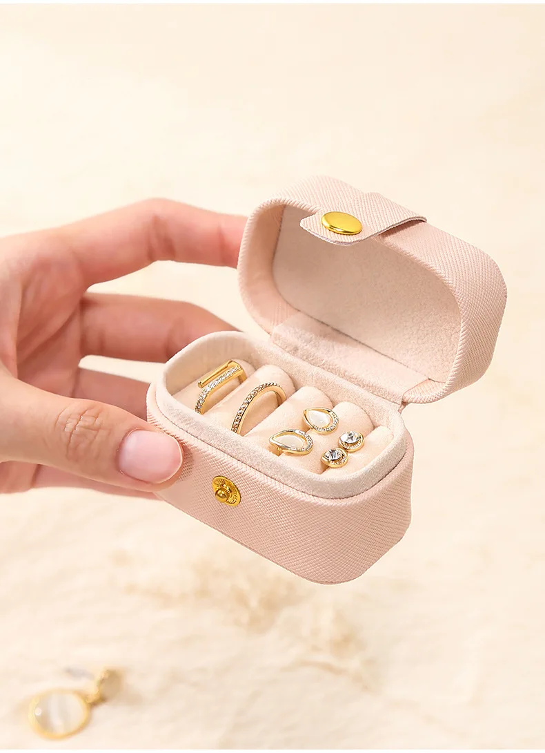 Portable Mini Jewelry Box Organizer Travel Ring Earrings Holder Jewelry Display Case PU Leather Jewelry Storage Box Gifts