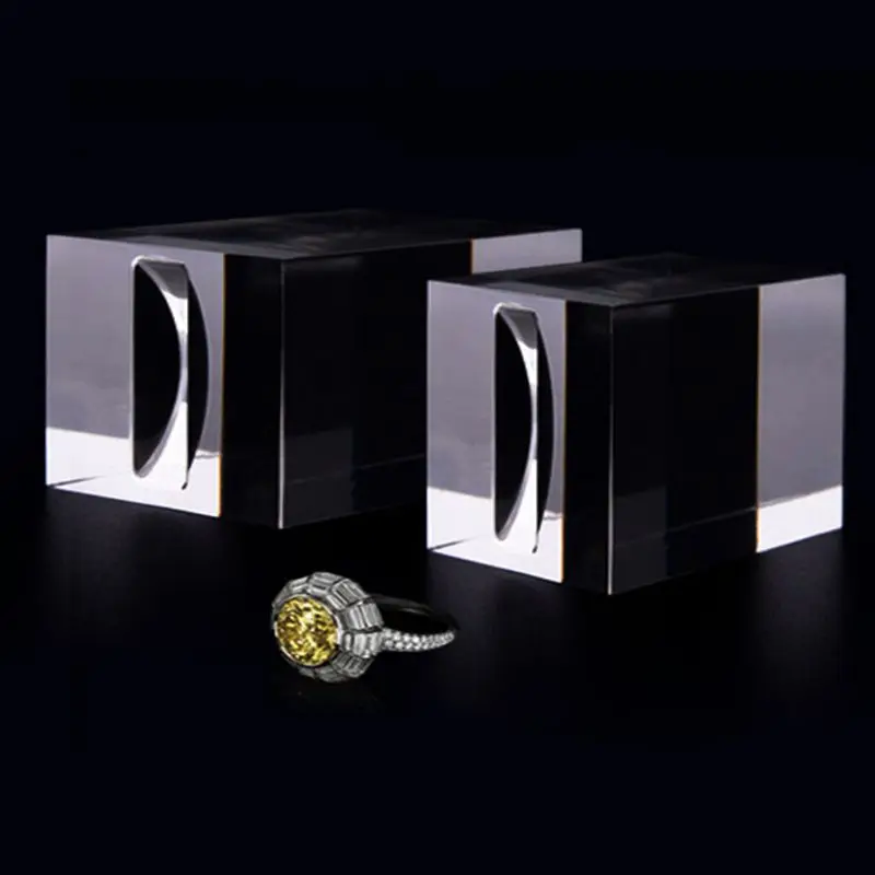 3PCS/Set Acrylic Clear Square Jewelry Holder Photography Props Cosmetics Rings Display Stand Pad Holder Show Rack