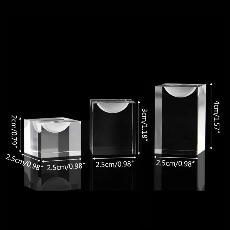 3PCS/Set Acrylic Clear Square Jewelry Holder Photography Props Cosmetics Rings Display Stand Pad Holder Show Rack
