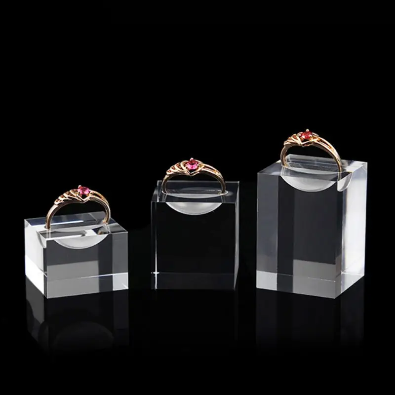3PCS/Set Acrylic Clear Square Jewelry Holder Photography Props Cosmetics Rings Display Stand Pad Holder Show Rack