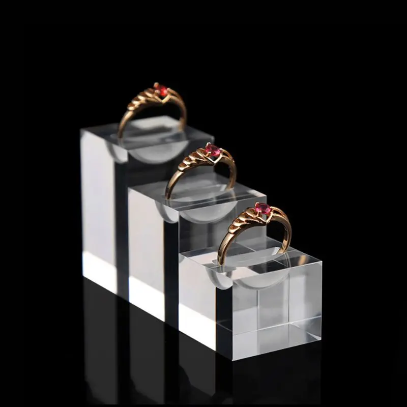 3PCS/Set Acrylic Clear Square Jewelry Holder Photography Props Cosmetics Rings Display Stand Pad Holder Show Rack