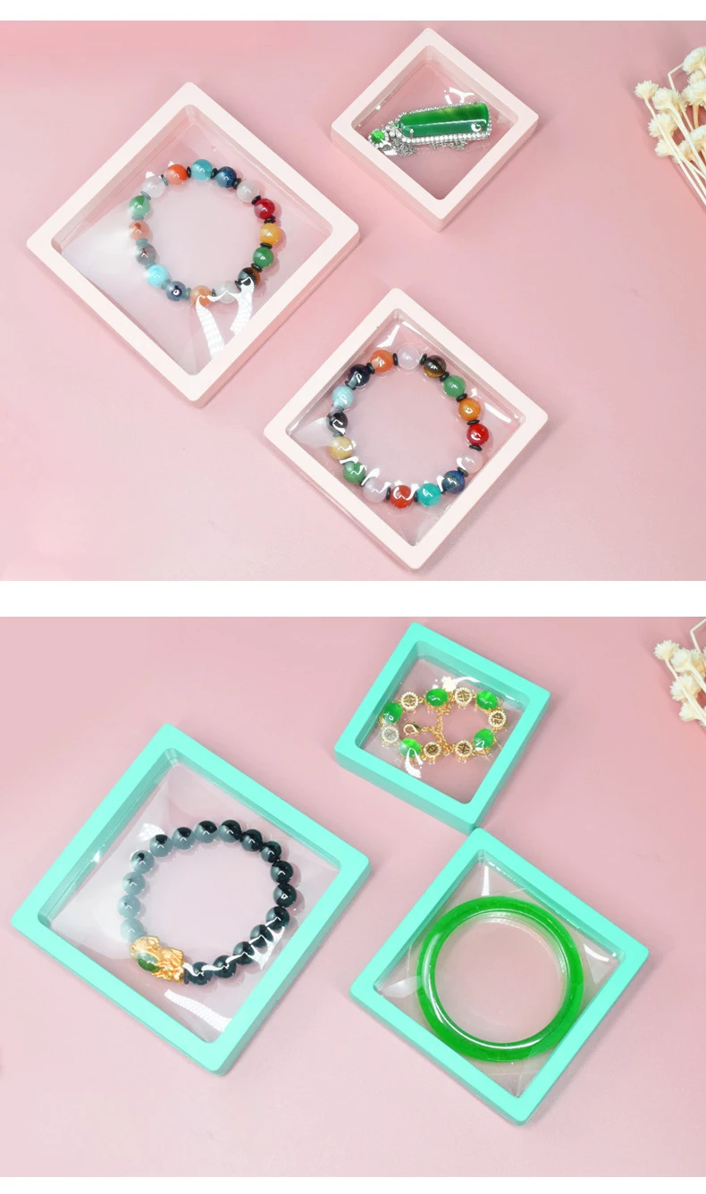 Color PE Membrane Jewelry Display Suspended Stand Holder Ring Earring Storage Anti-oxidation Bracelet Beads Showcase Elastic Box