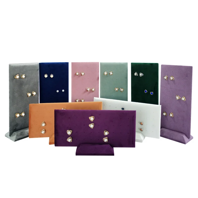 Velvet Earrings Jewelry Display Props 40 Holes Earring Studs Storage Stand Home Counter Display Rack with Multiple Colors