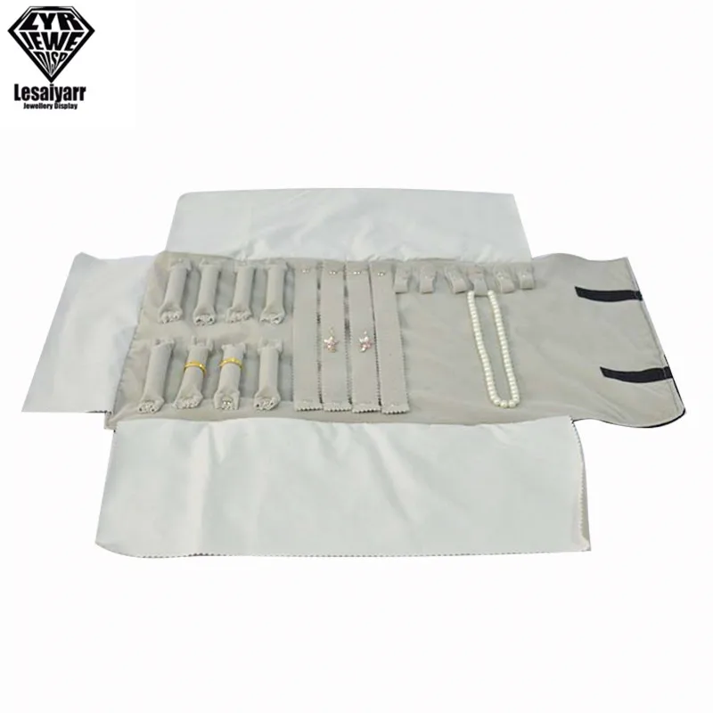 Jewelry Roll Up Bag Organizer Soft Velvet Travel Bags Necklace Earrings Ring Bracelet Carrier Storage Case Bangle Watch Holder