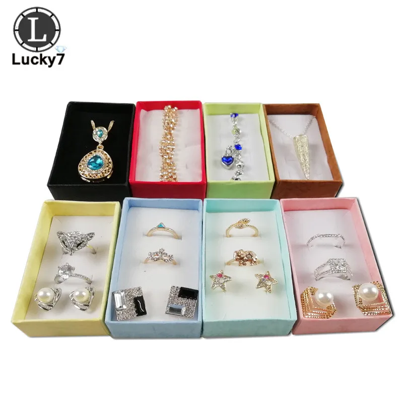 Wholesale 12pcs Assorted Colors Jewelry Sets Display Box Necklace Earrings Ring Box 5*8*2.5cm Packaging Gift Box Mixed
