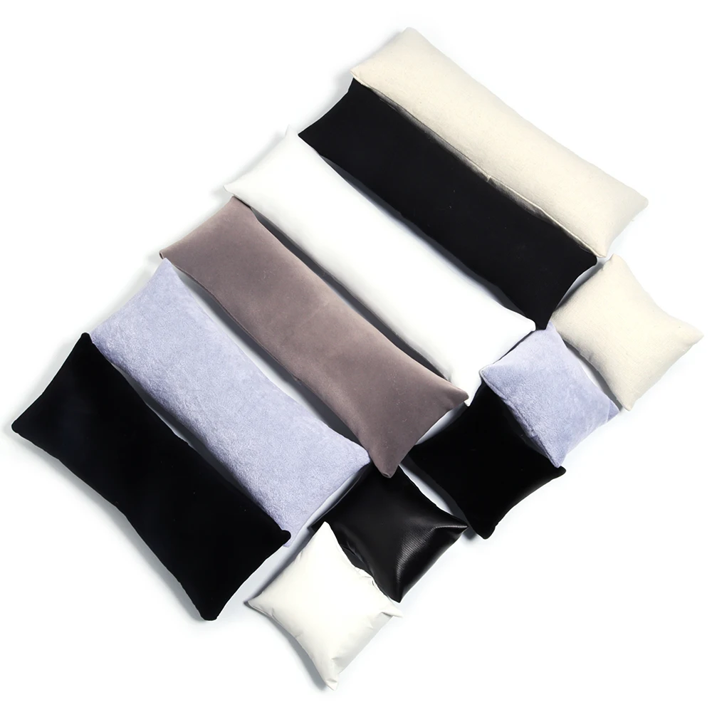Jewelry Pillow Stand Velvet PU Leather Holder Organizer Bracelet Case Bangle Anklet Watch Display Photography Prop Wholesale