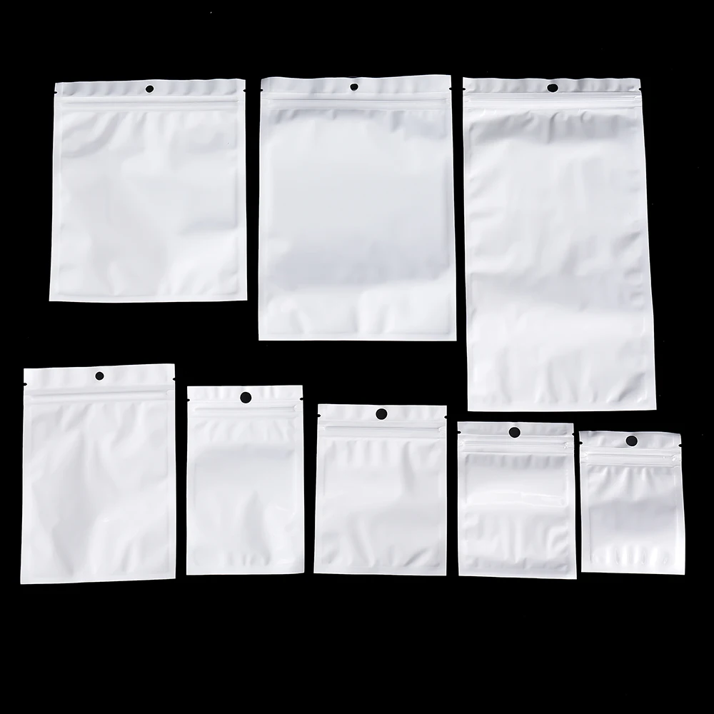 30/50/l00pcs White Jewelry Bags OPP Packing Zip Pouch For Jewelry Display Storage Small Bead Earring Packaging Supplies