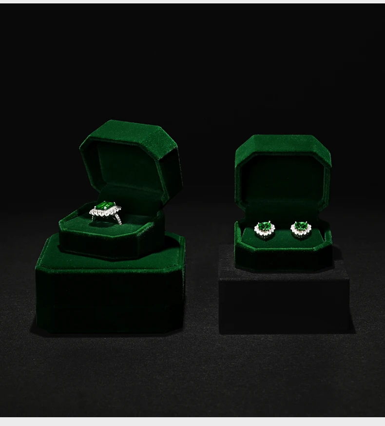 Oirlv Gemstone Green Velvet Ring Box Jewelry Box Set Luxurious High-Quality Bracelet Box Necklace Box Customizable by Organizers