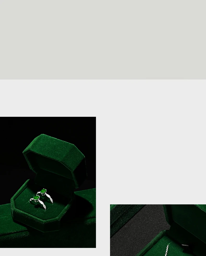 Oirlv Gemstone Green Velvet Ring Box Jewelry Box Set Luxurious High-Quality Bracelet Box Necklace Box Customizable by Organizers