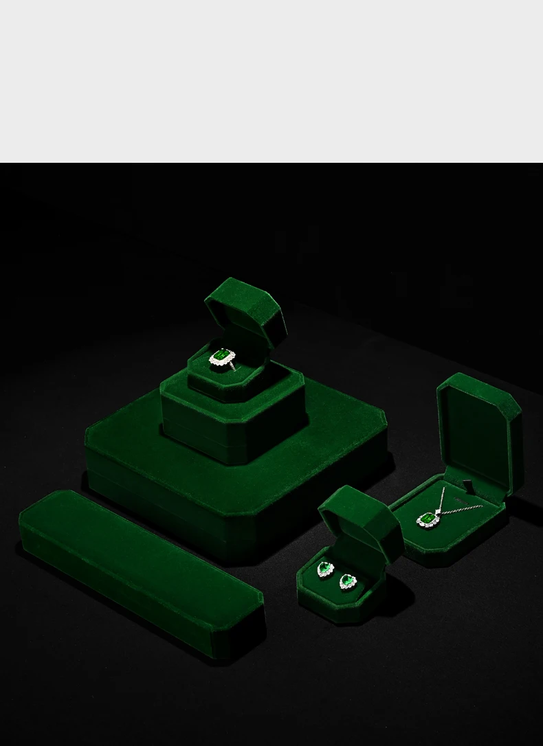 Oirlv Gemstone Green Velvet Ring Box Jewelry Box Set Luxurious High-Quality Bracelet Box Necklace Box Customizable by Organizers