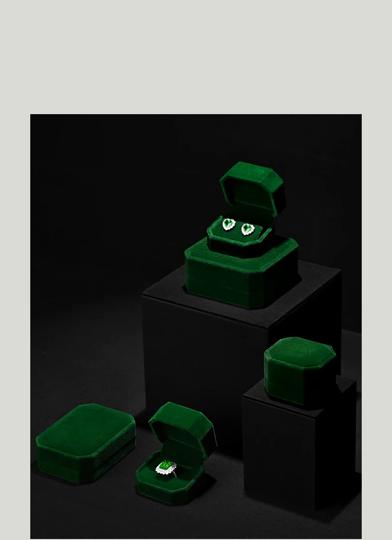 Oirlv Gemstone Green Velvet Ring Box Jewelry Box Set Luxurious High-Quality Bracelet Box Necklace Box Customizable by Organizers
