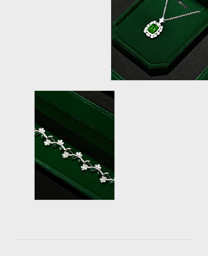 Oirlv Gemstone Green Velvet Ring Box Jewelry Box Set Luxurious High-Quality Bracelet Box Necklace Box Customizable by Organizers