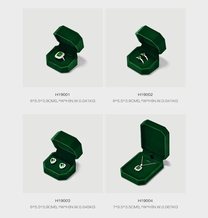 Oirlv Gemstone Green Velvet Ring Box Jewelry Box Set Luxurious High-Quality Bracelet Box Necklace Box Customizable by Organizers