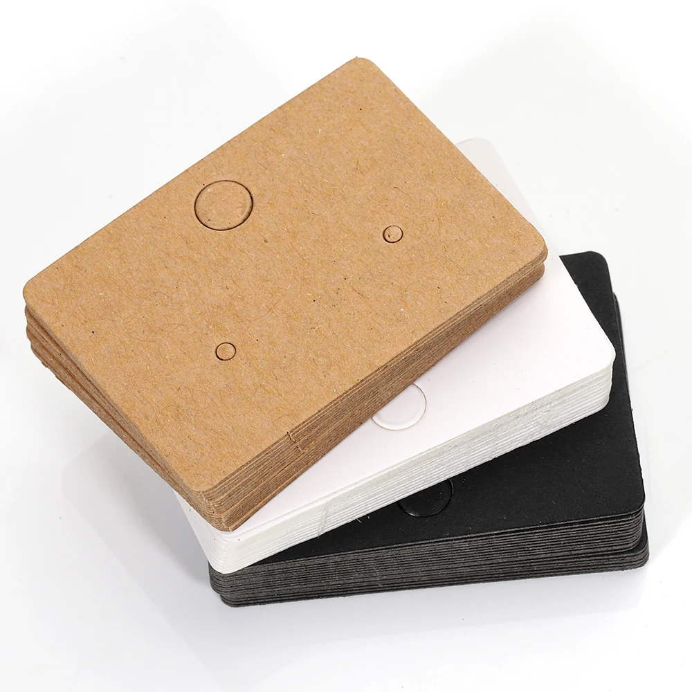 50pcs Kraft Paper Card for Jewelry Display Cards Small Square Round Blank Handmade Studs Earring Cards Price Tag Label Holder