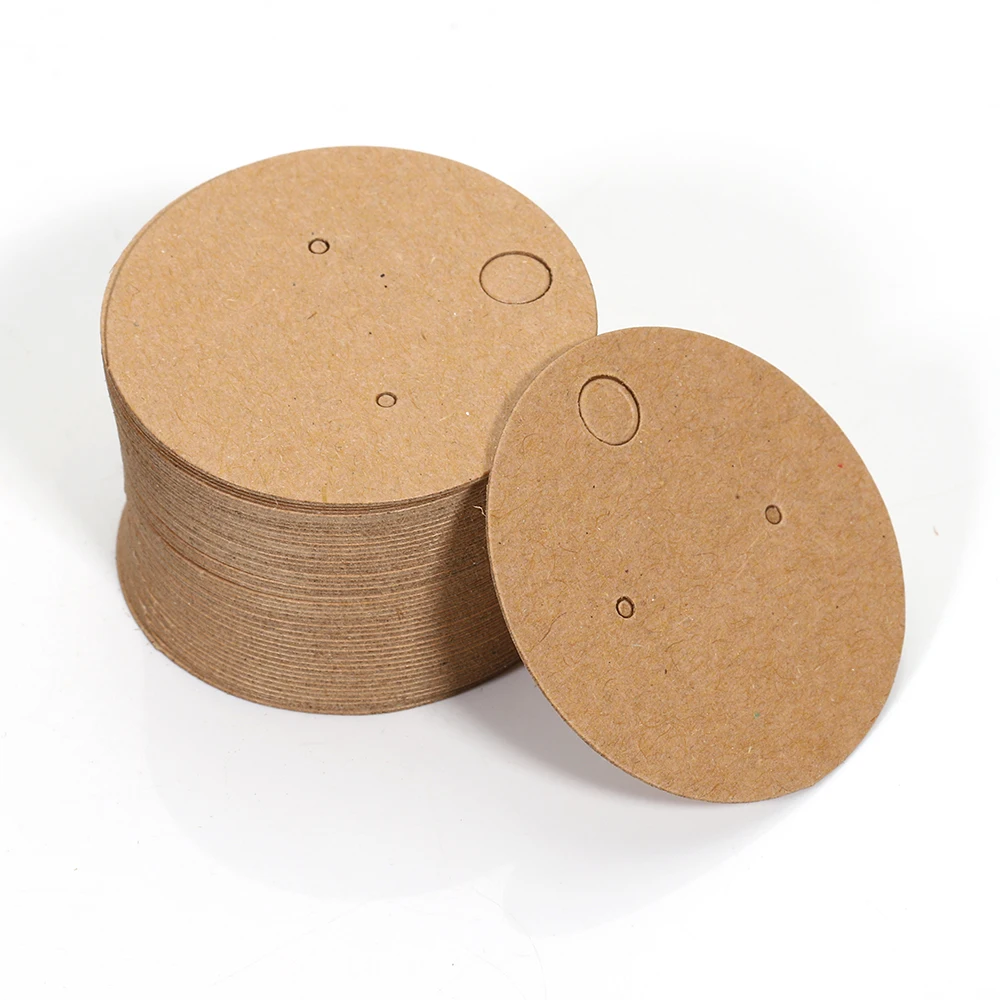 50pcs Kraft Paper Card for Jewelry Display Cards Small Square Round Blank Handmade Studs Earring Cards Price Tag Label Holder