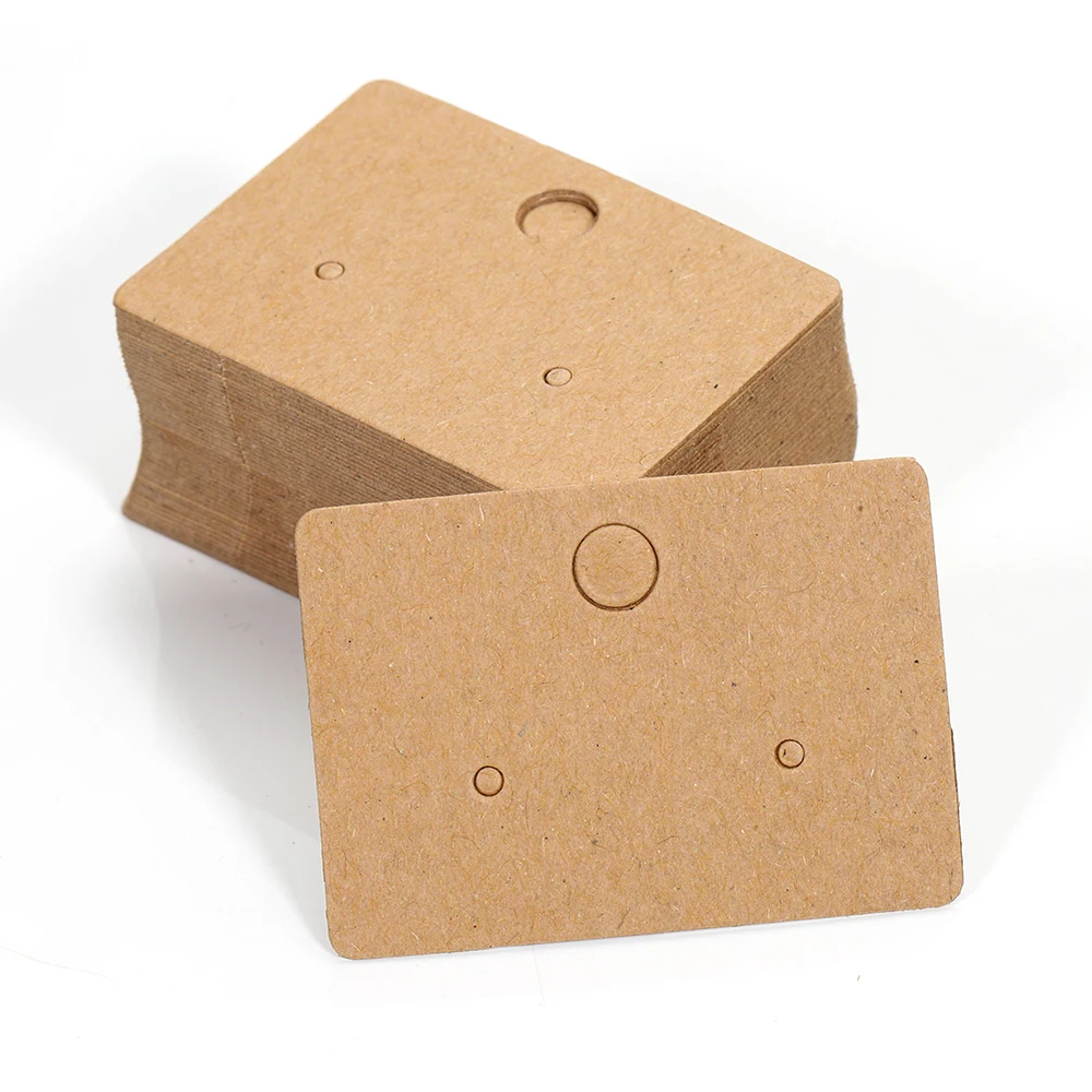 50pcs Kraft Paper Card for Jewelry Display Cards Small Square Round Blank Handmade Studs Earring Cards Price Tag Label Holder