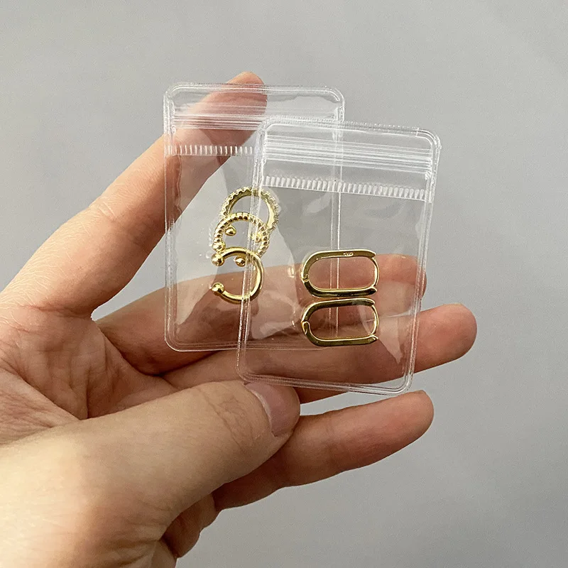 20pcs Transparent PVC Jewelry Pouches Bag Anti-Oxidation Zip Lock Storage Bag for Earring Ring Necklace Display Retail Packaging