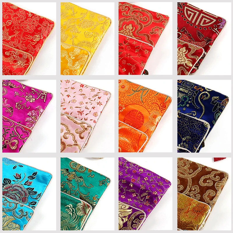 Classic Jewelry Bag Embroidery Tassel Earrings Ring Buddha Beads Bracelet Pendant Storage Zipper Pouch Portable Cloth Lucky Bags